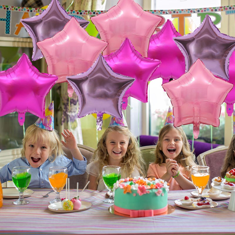 KALOR Hot Pink Light Pink and Light Purple Star Foil Balloons, 10 Pcs 18 Inch Stars Shape Foil Mylar Balloons for Birthdays, Weddings, Baby Showers Graduation Decorations - Image 3
